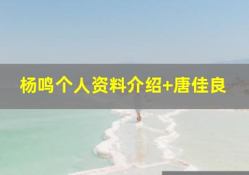 杨鸣个人资料介绍 唐佳良